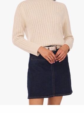 Vince Camuto Pointelle Funnel Neck Sweater – XXL – Sugar Oak